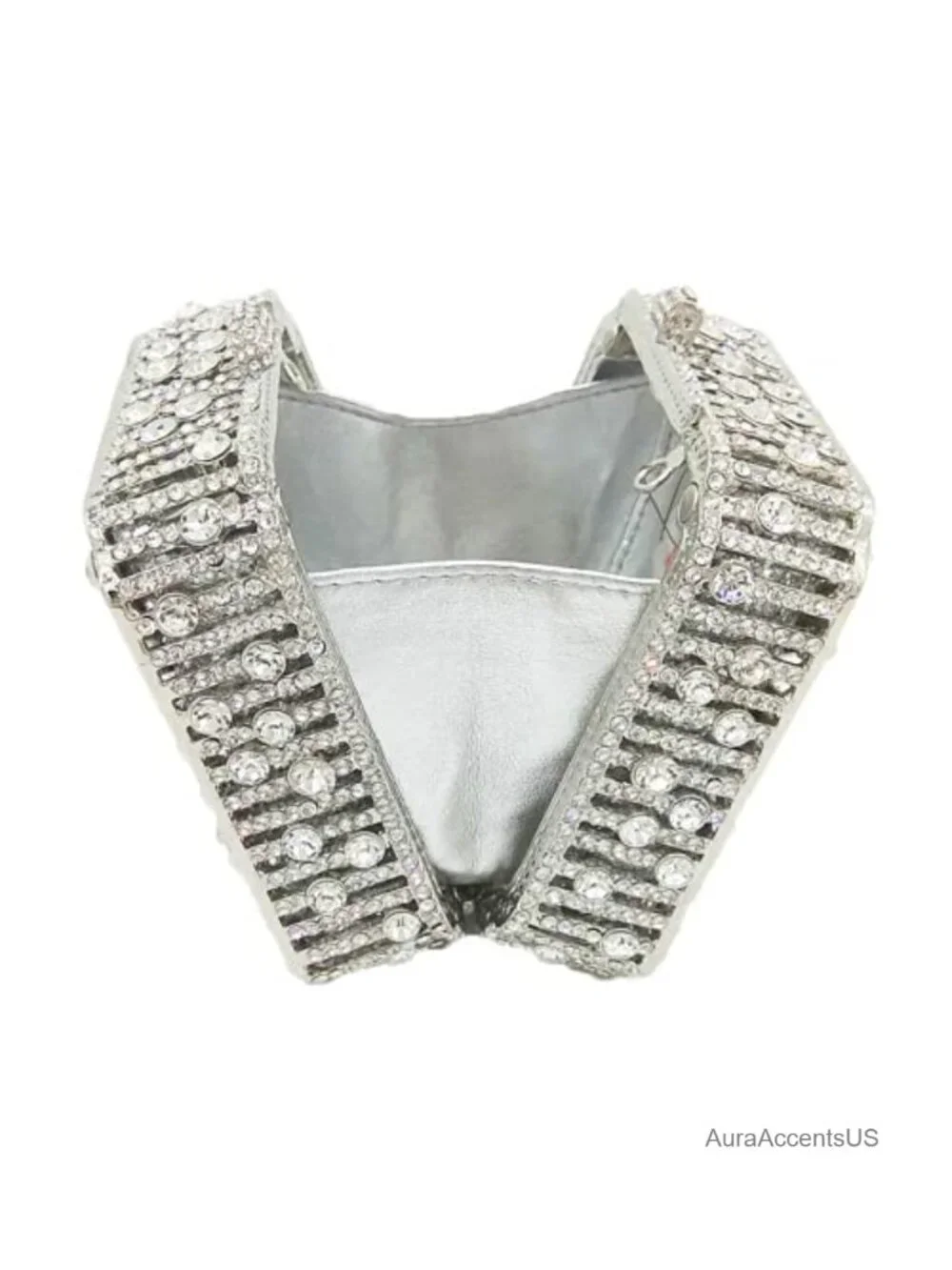 Mini Square Rhinestone Clutch Purse with Detachable Chains, Heavy Crystal
